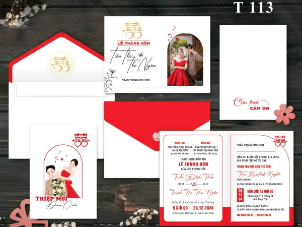Phôi thiệp cưới in ảnh dâu rể T113