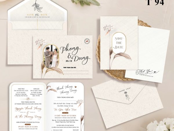 Phôi thiệp cưới in ảnh dâu rể T94