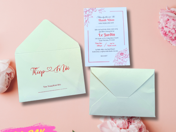 Thiệp mời kem nhũ ánh kim thơm đẹp mã TM-24K