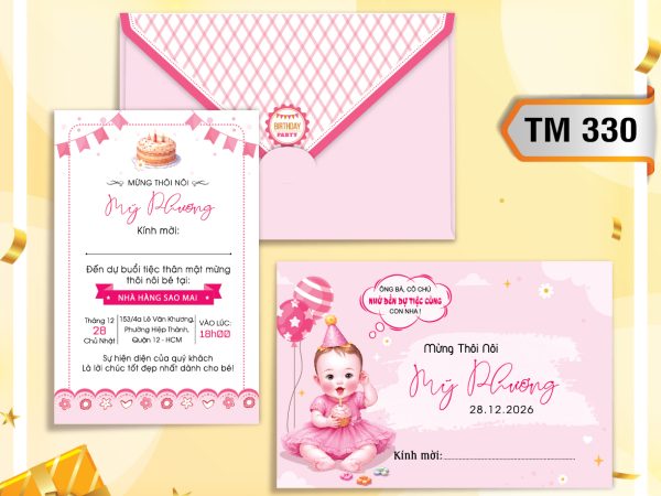 TM-330 hồng bé gái thổi nến kem